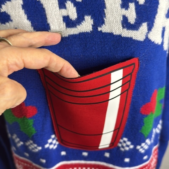 Hybrid Holiday Sweater Cheers Ugly Christmas Sweater Cup Holder Size M - Picture 2 of 8